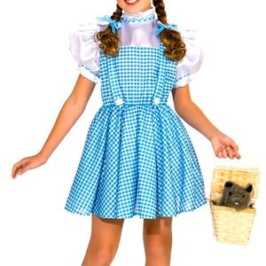 Little Girls Dorothy Wizard of Oz Costume Sz S (4-6) includes bow and ribbons!